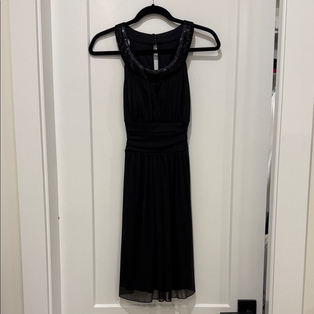B. Smart Black Midi Dress with Sequin Detail